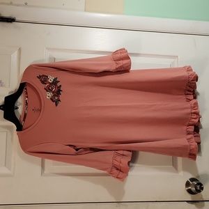 One Step Up girls 3/4 ruffled sleeve dress